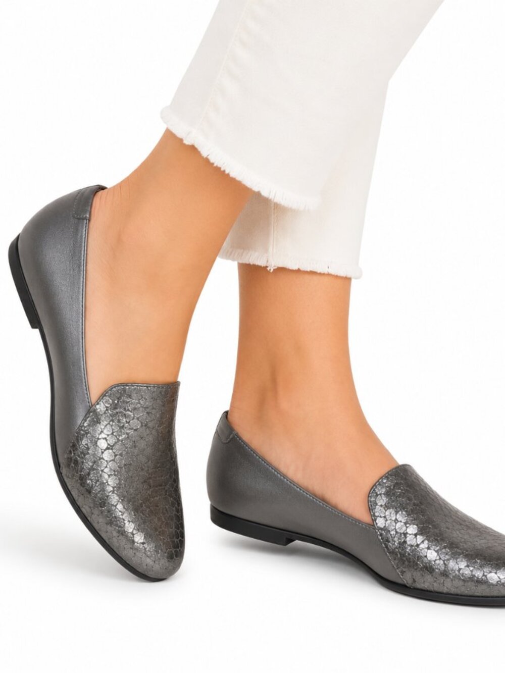 ECCO Touch 35 Loafers Women's EU 41 US 10.5 Gray Leather Slip On Comfort